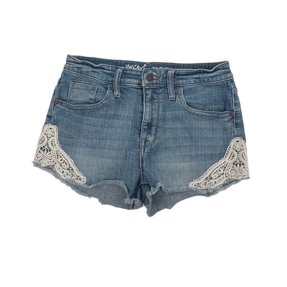 Mossimo Denim High Rise Lace Cut Off Jean Shorts Size 6 (28) Women’s - Picture 1 of 4